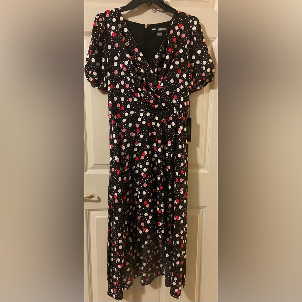 Karl Lagerfeld Black and Red Polka Dot Dress